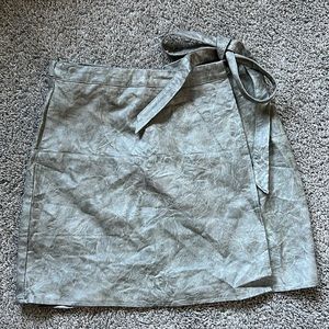 Mint Vanilla Faux Leather Wrap Skirt